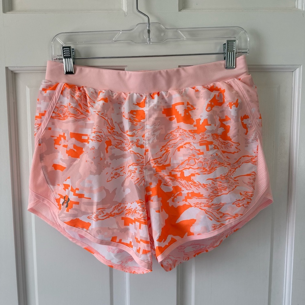 Under Armour Neon Camo Pink and Orange Shorts Medium